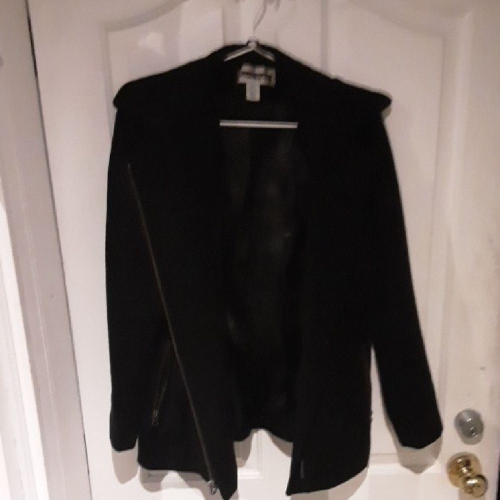 Kristen Blake Black Felt F Ont Zip Jacket Womens Size S